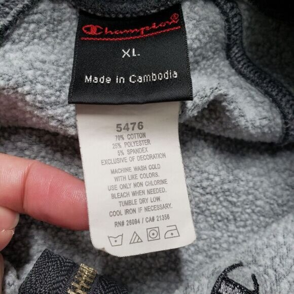 Champion Jacket Women XL Gray Fleece Full Zip Sweatshirt Yoga Workout Y2k Fitted - Picture 3 of 16